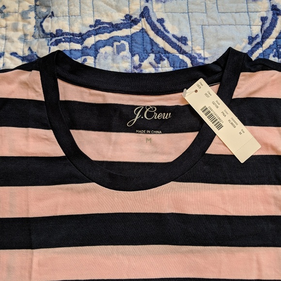NWT J. CREW Striped Muscle Tank Pink and Navy - Picture 4 of 8